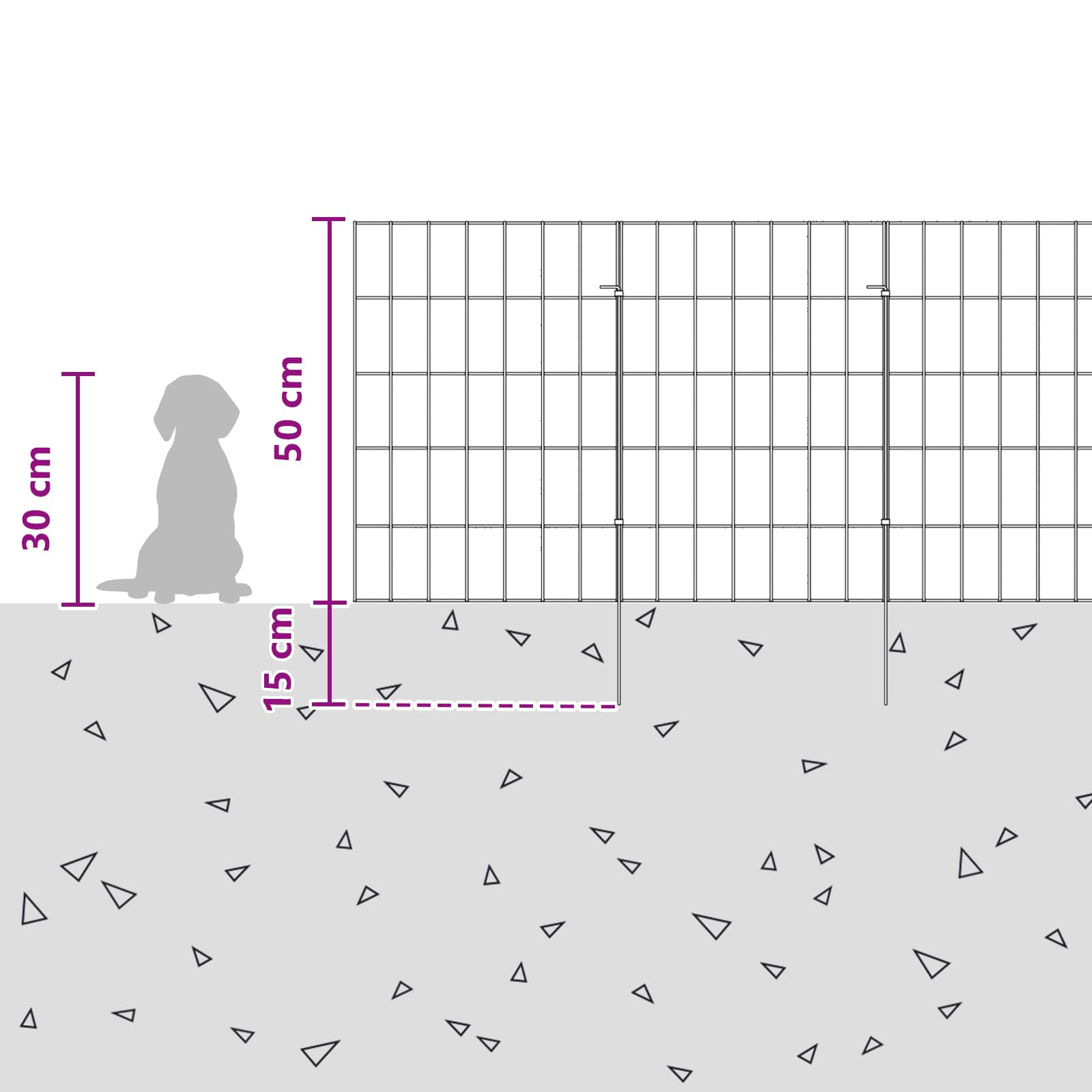 Gartenzaun mit Pfählen 12 pcs 35 x 30 cm Mesh Verzinkter Stahl
