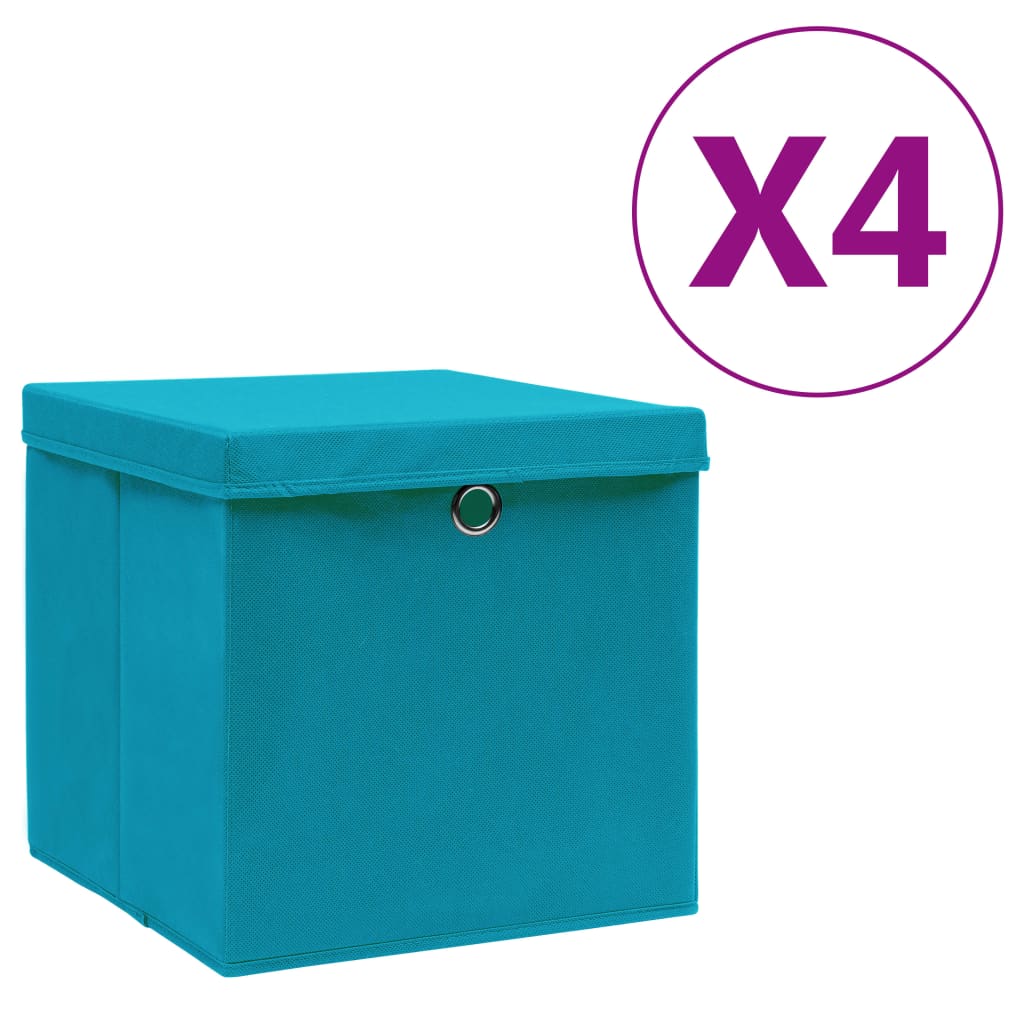 Aufbewahrungsboxen mit Deckeln 10 Stk. 28x28x28 cm Schwarz