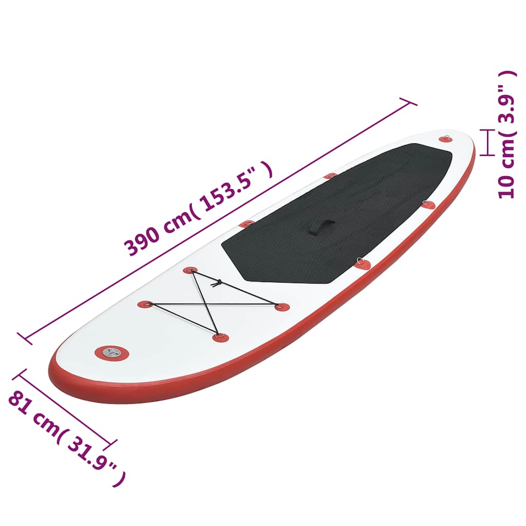 Stand Up Paddle Board SUP Aufblasbar Rot und Weiß