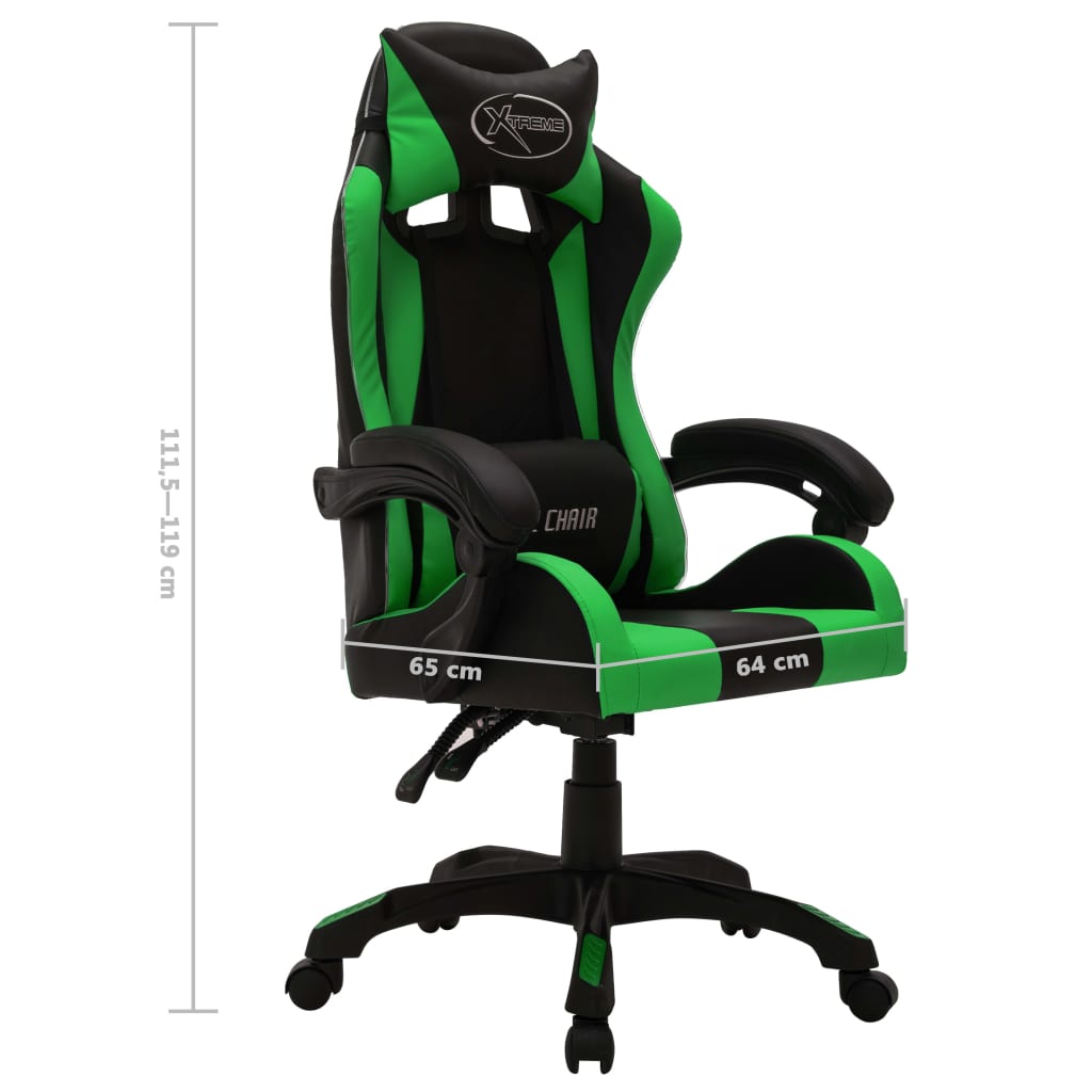 Gaming-Stuhl mit RGB LED-Leuchten Blau und Schwarz Kunstleder