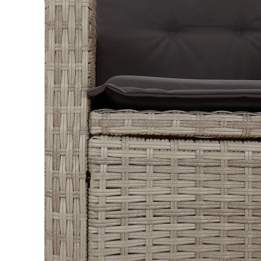 Gartenbank Verstellbar mit Kissen Schwarz Poly Rattan