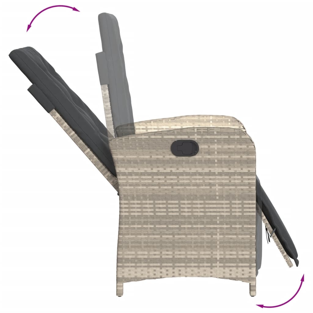 Gartensessel mit Fußteil Verstellbar Schwarz Poly Rattan