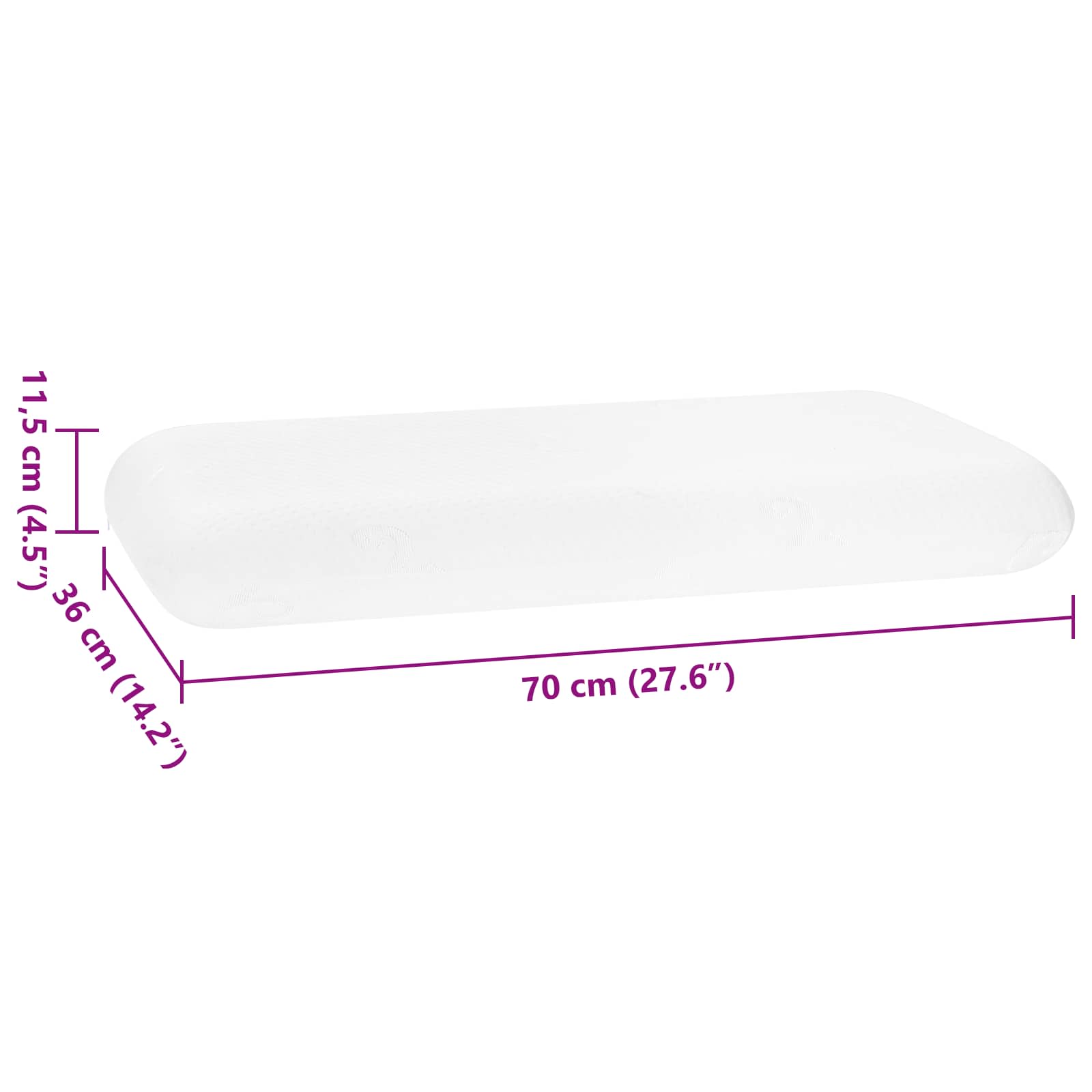 Schlafkissen Uni Weiß 70 x 36 x 6,5 cm Viscoschaum