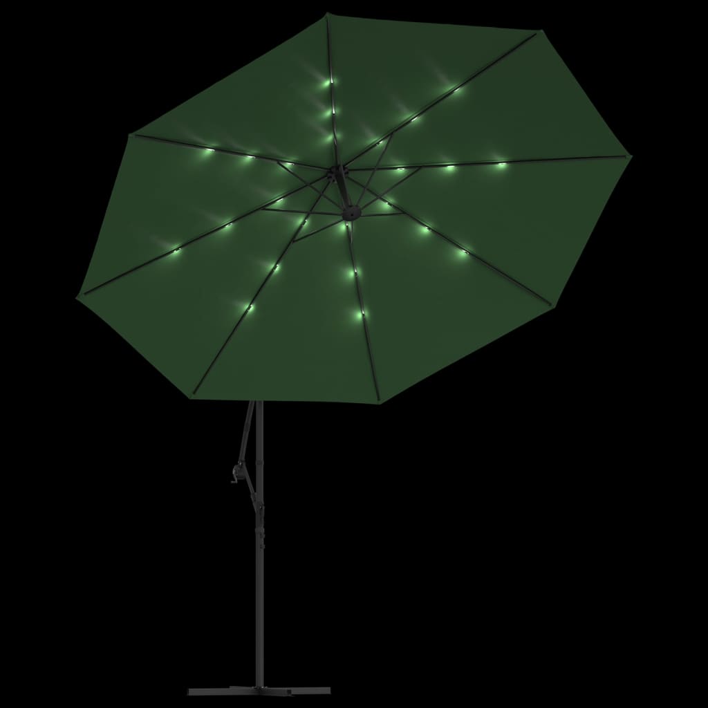 Ampelschirm mit LED-Beleuchtung und Stahl-Mast Weinrot