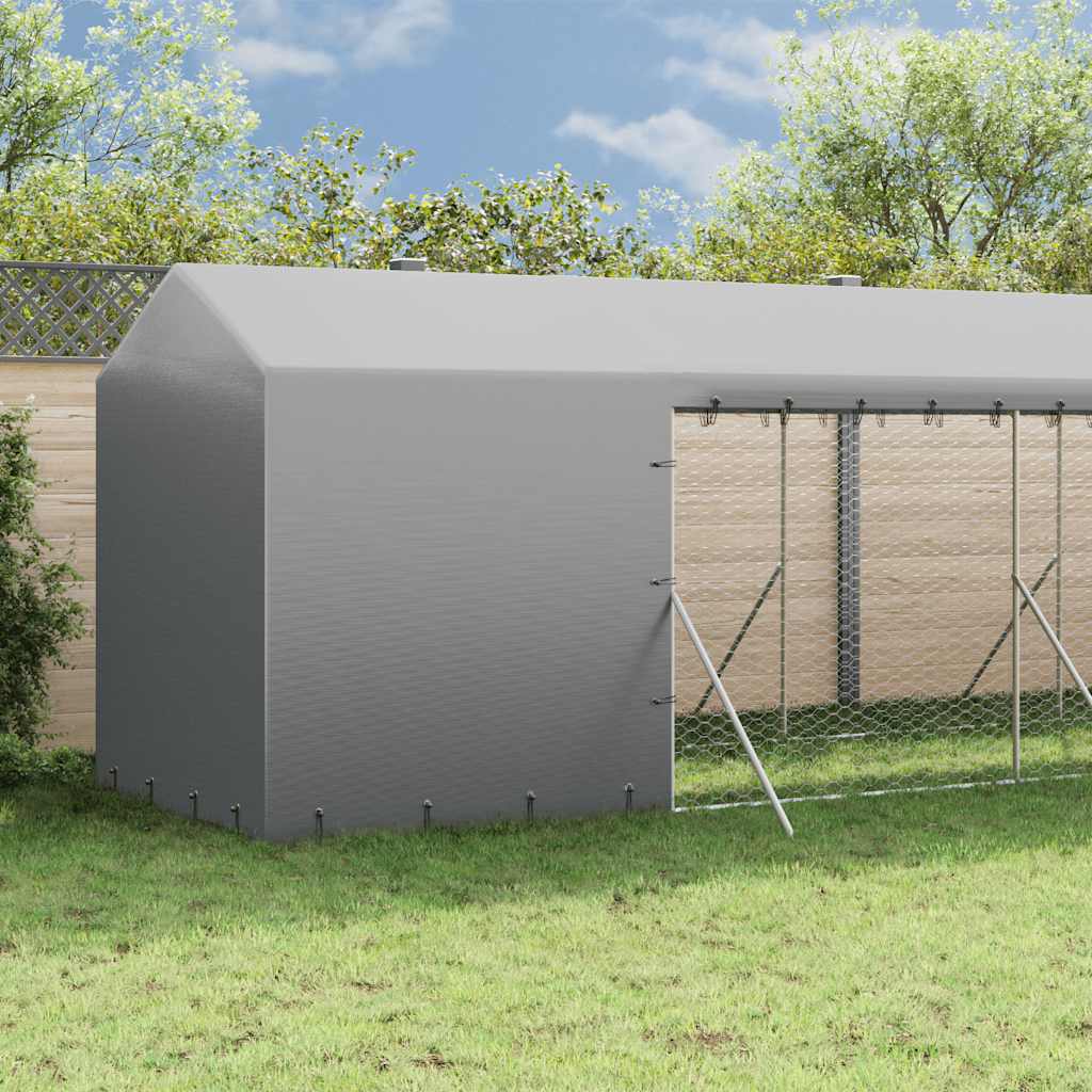 Outdoor-Hundezwinger mit Dach Silbern 2x6x2,5m Verzinkter Stahl