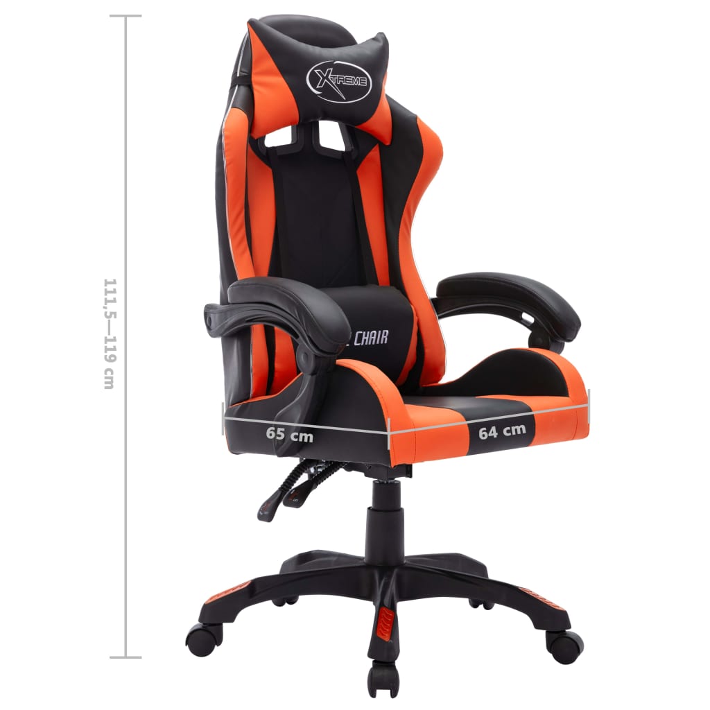 Gaming-Stuhl mit RGB LED-Leuchten Blau und Schwarz Kunstleder