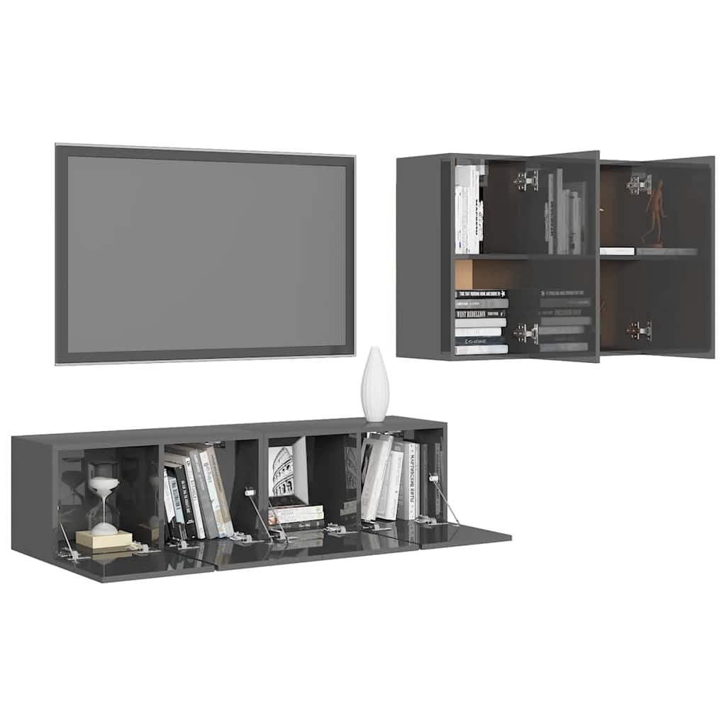 4-tlg. TV-Schrank-Set Weiß Holzwerkstoff