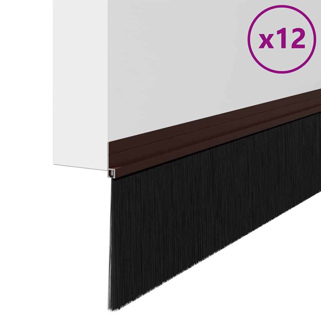 Selbstklebende Türbürstendichtungen 2 pcs Braun 100 cm