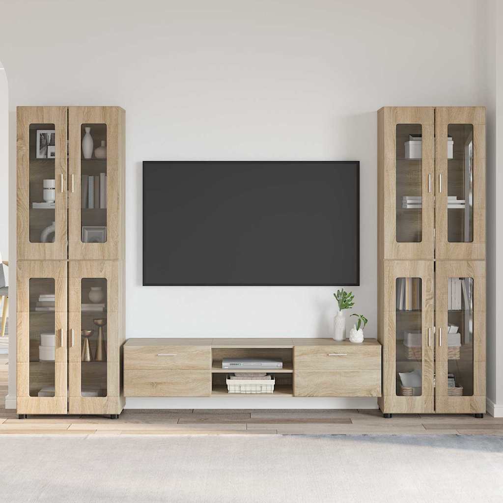 Highboard mit Regal FLORIN Weiß 60 x 35 x 182 cm Holzwerkstoff