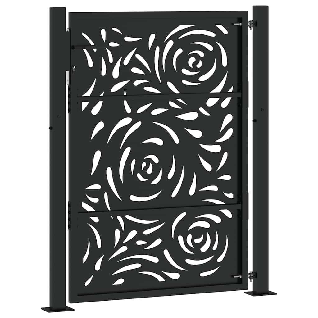 Gartentor Schwarz 100x100 cm Stahl Lichtdesign