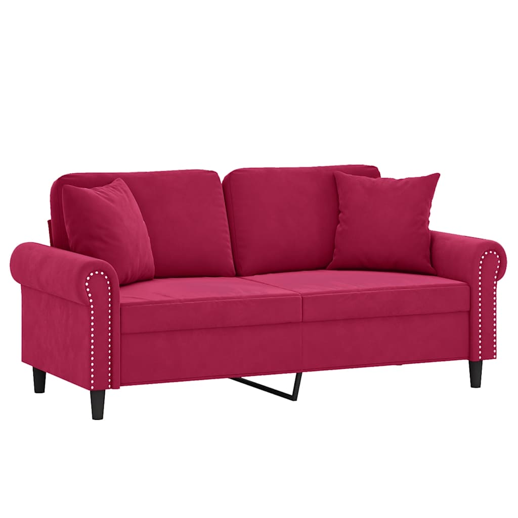 2-Sitzer-Sofa mit Zierkissen Dunkelgrün 120 cm Samt