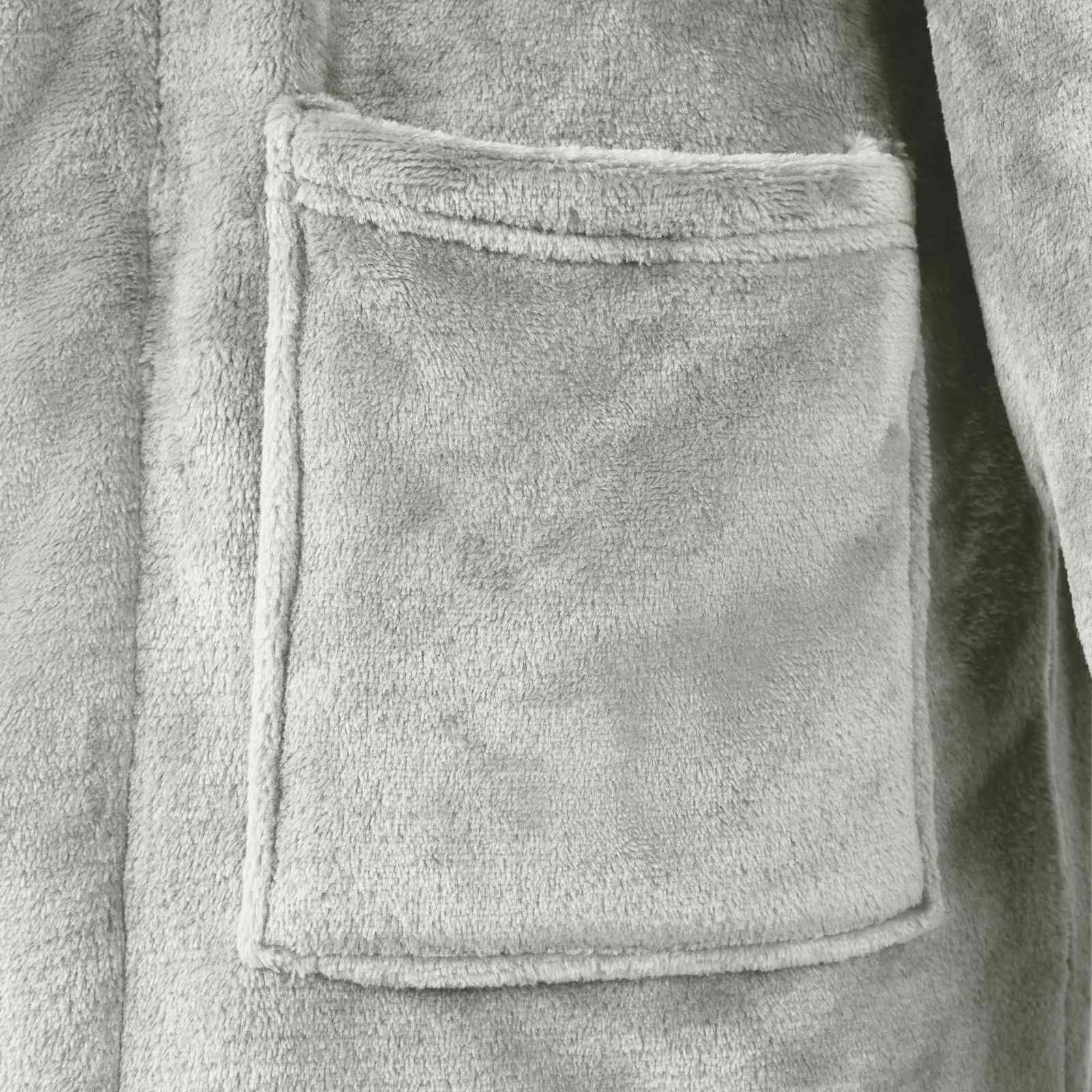 Bademantel ohne Kapuze Beige S Flanell