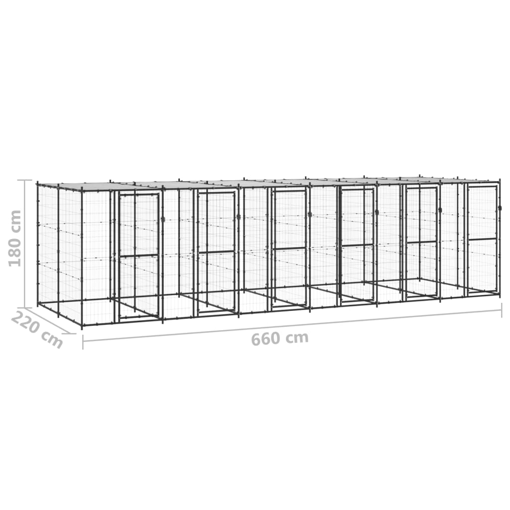 Outdoor-Hundezwinger Stahl mit Überdachung 110x220x180 cm