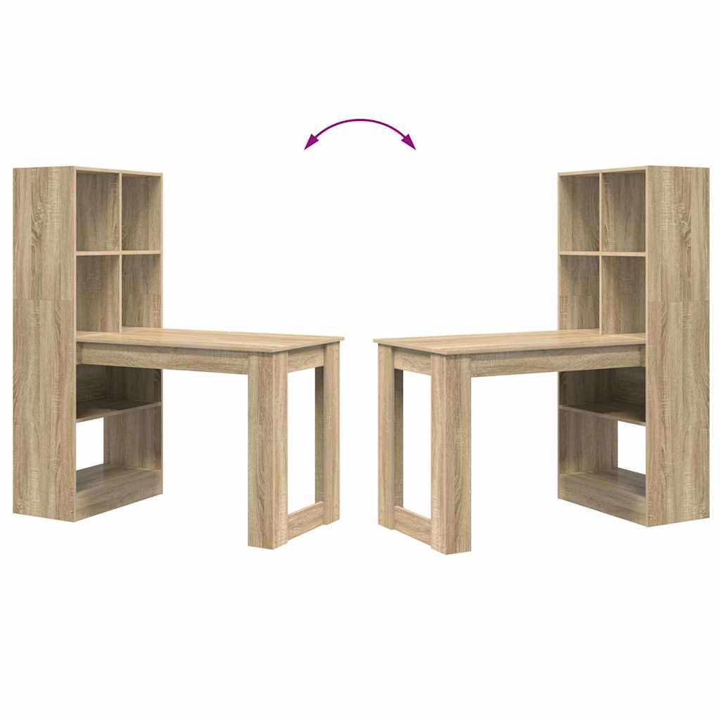 Schreibtisch mit Regal Schwarz Eichen-Optik 122 x 67 x 145 cm