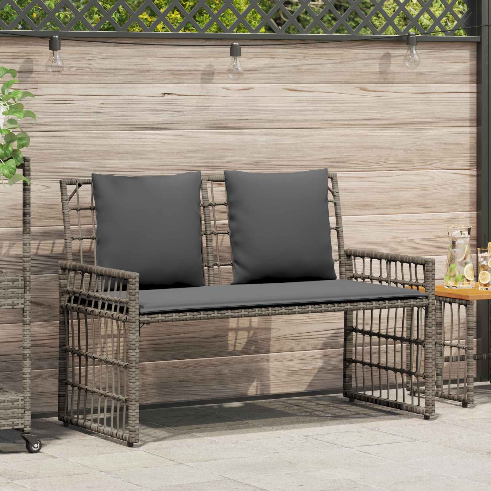 Bank Outdoor Uni Schwarz und Dunkelgrau 116 x 55 x 82 cm