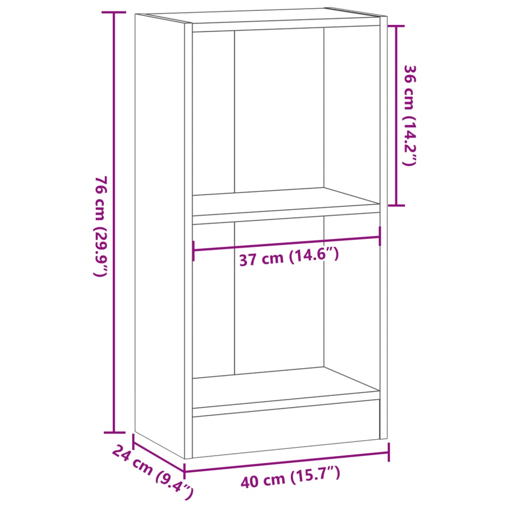 Bücherregal Weiß 40x24x75 cm Holzwerkstoff