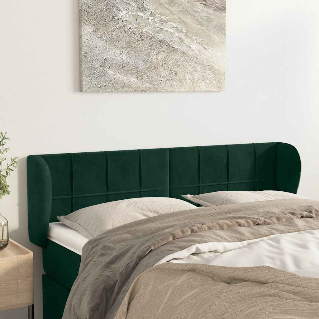 Kopfteil mit Ohren Dunkelblau 93x23x78/88 cm Samt