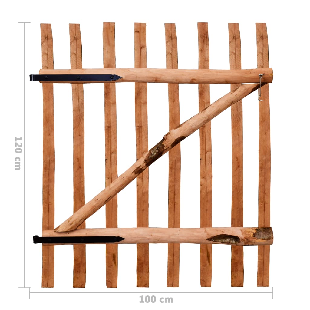 Zauntor Einflügelig Haselnussholz Imprägniert 100×60 cm
