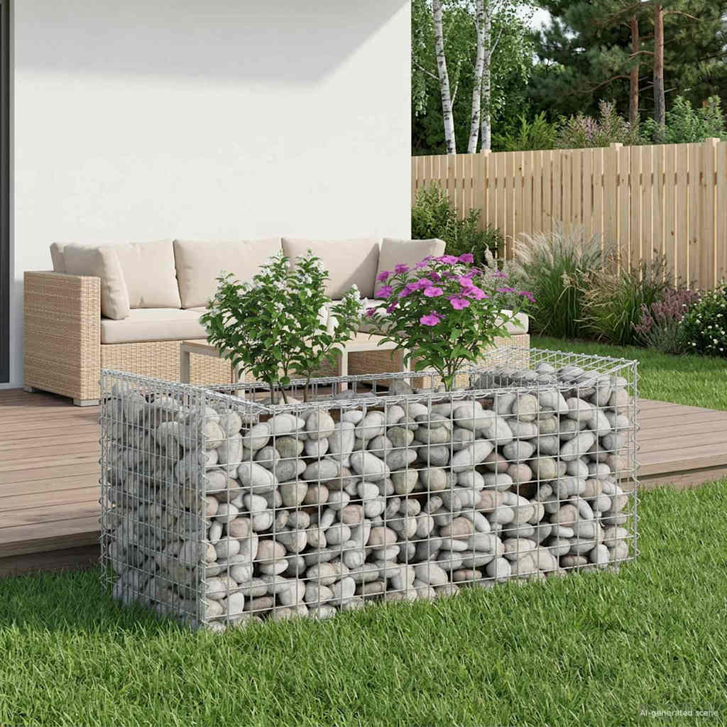 Gabionen-Hochbeet 2 pcs Silber