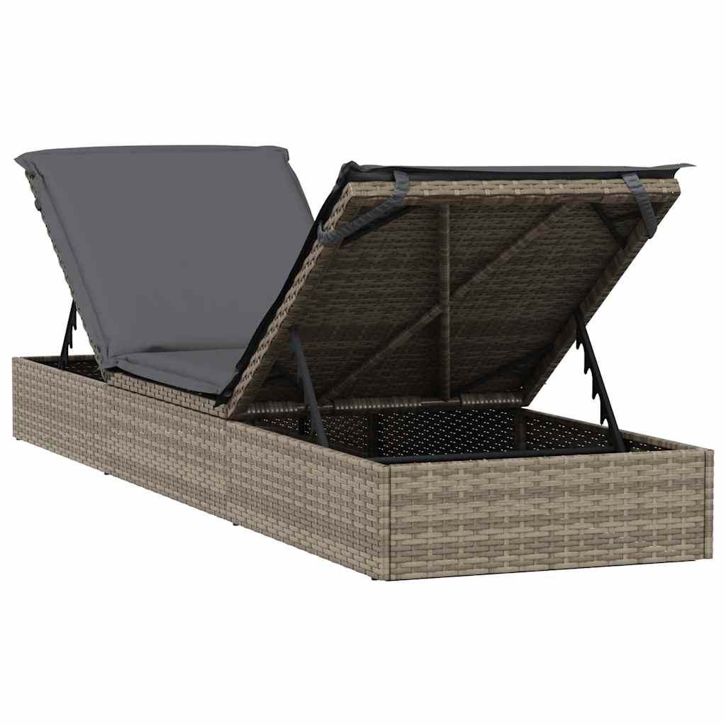 Sonnenliege 1 Stk. mit Tisch Schwarz Poly Rattan