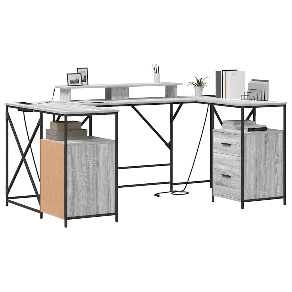 Schreibtisch mit Regal Schwarz Eichen-Optik 182 x 101 x 87,5 cm