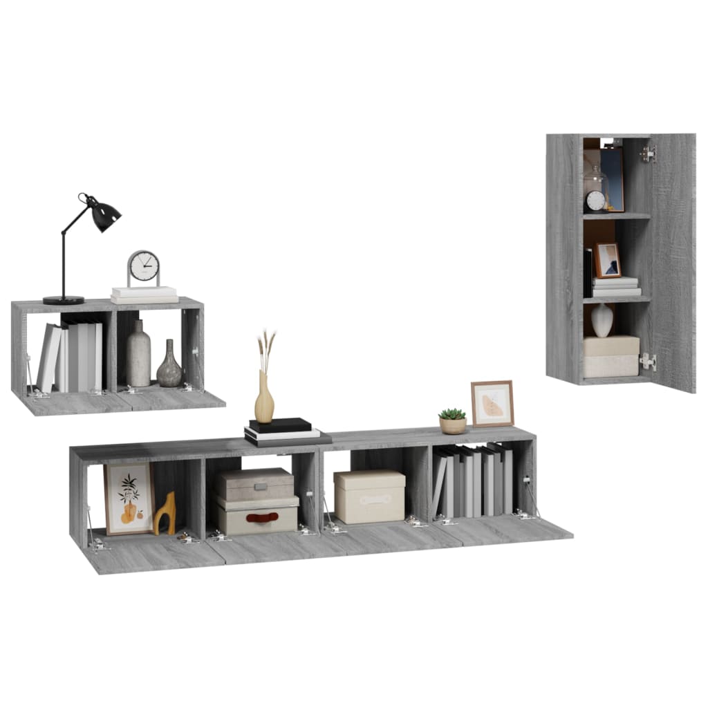 4-tlg. TV-Schrank-Set Sonoma-Eiche Holzwerkstoff