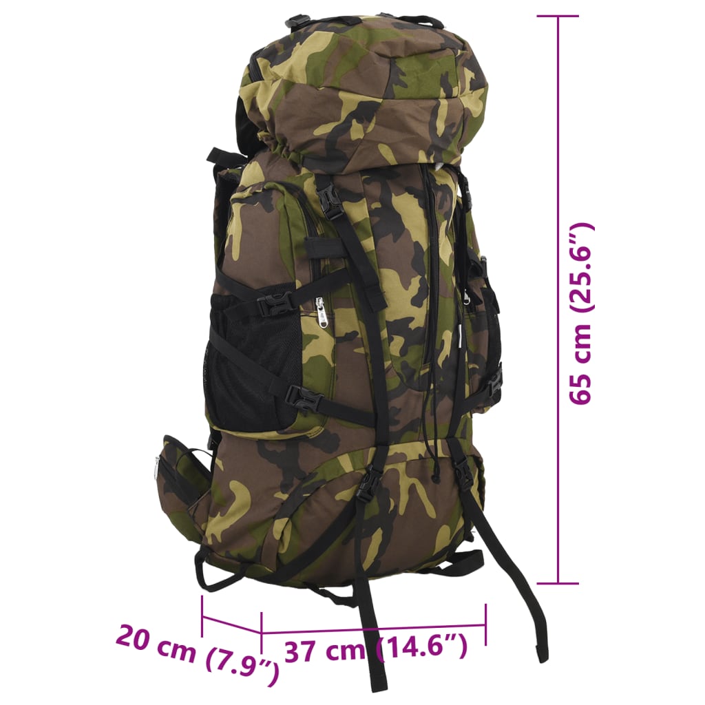 Wanderrucksack Schwarz 60 L Oxford-Gewebe