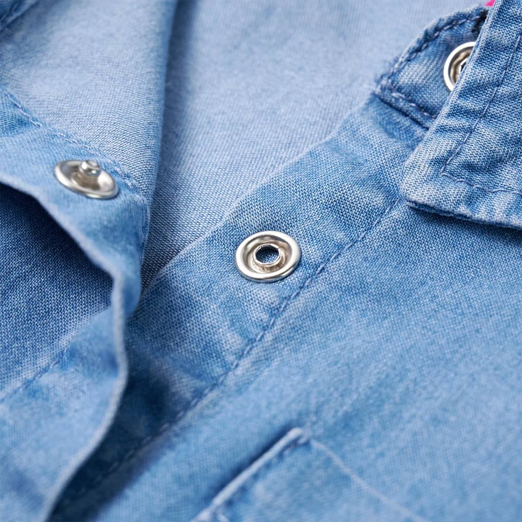 Kinderkleid mit Langen Ärmeln Marineblau und Jeansblau 104