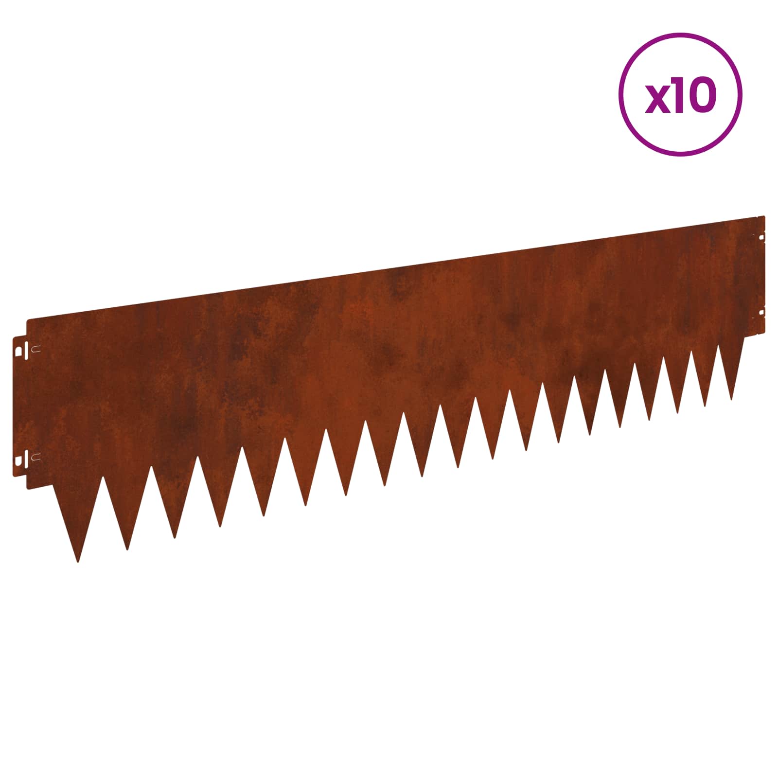 Raseneinfassung 10 pcs Länge Höhe 103 x 15 cm Stahl Schwarz