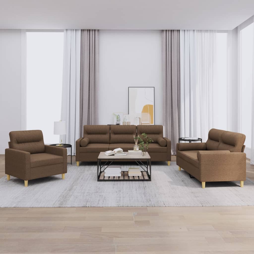 4-tlg. Sofagarnitur mit Kissen Taupe Stoff