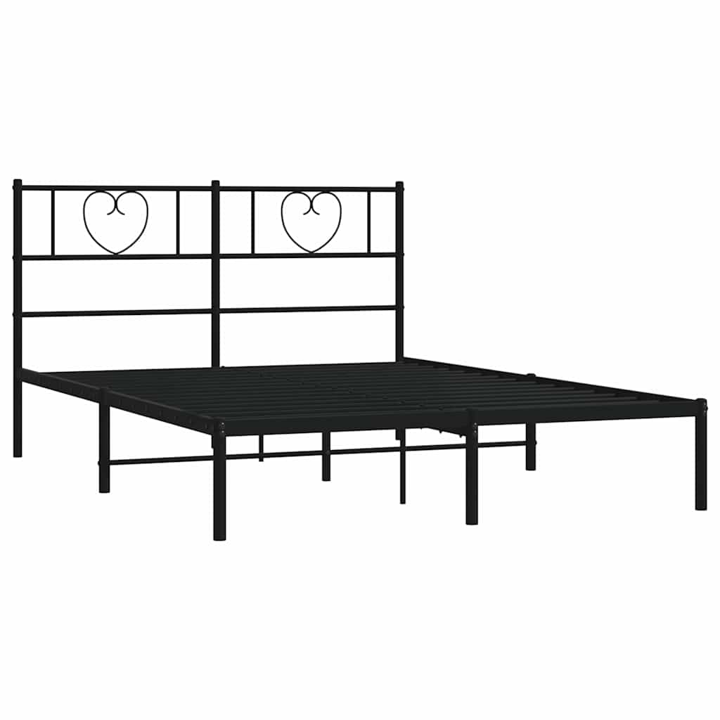 Bettgestell mit Kopfteil Metall Schwarz 100x190 cm