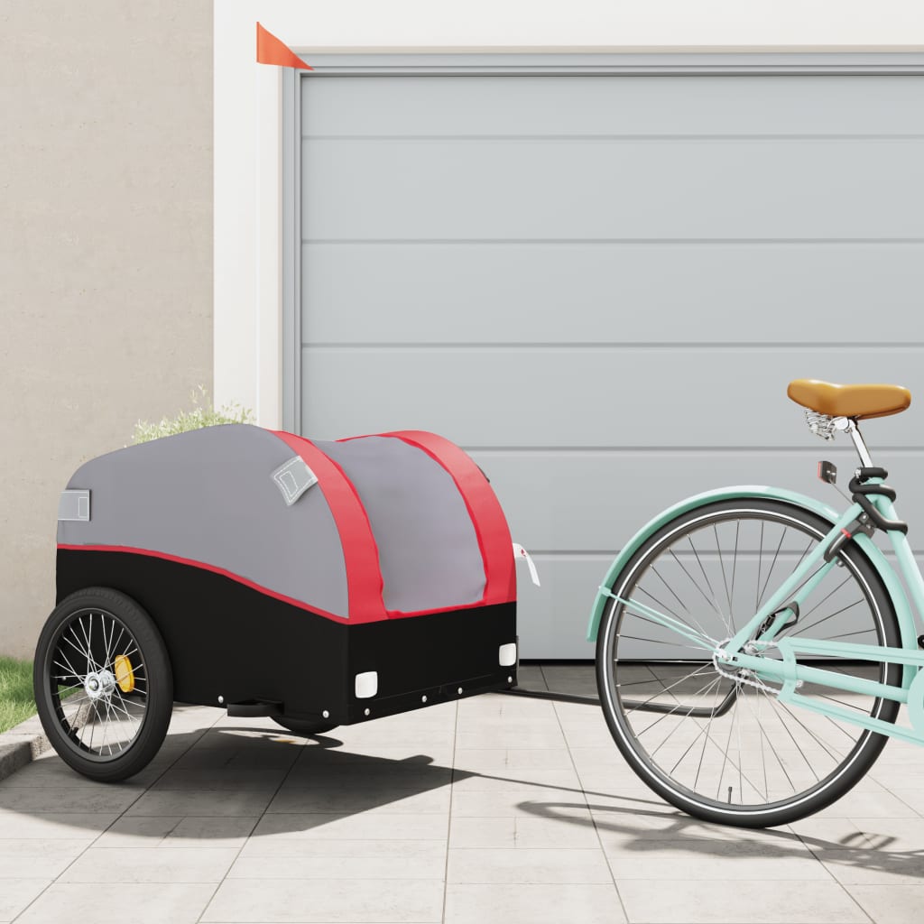 Fahrradanhänger Schwarz und Orange 30 kg Eisen