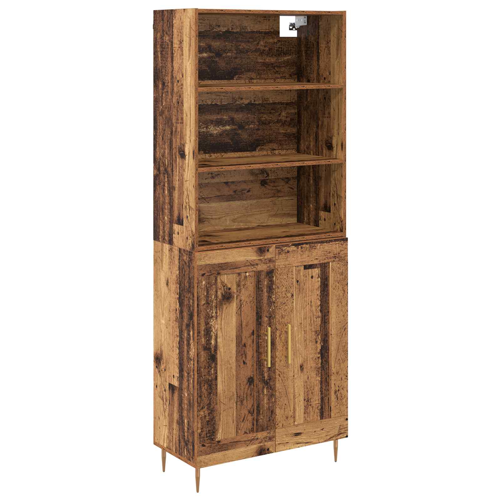 Highboard Hochglanz-Weiß 69,5x34x180 cm Holzwerkstoff