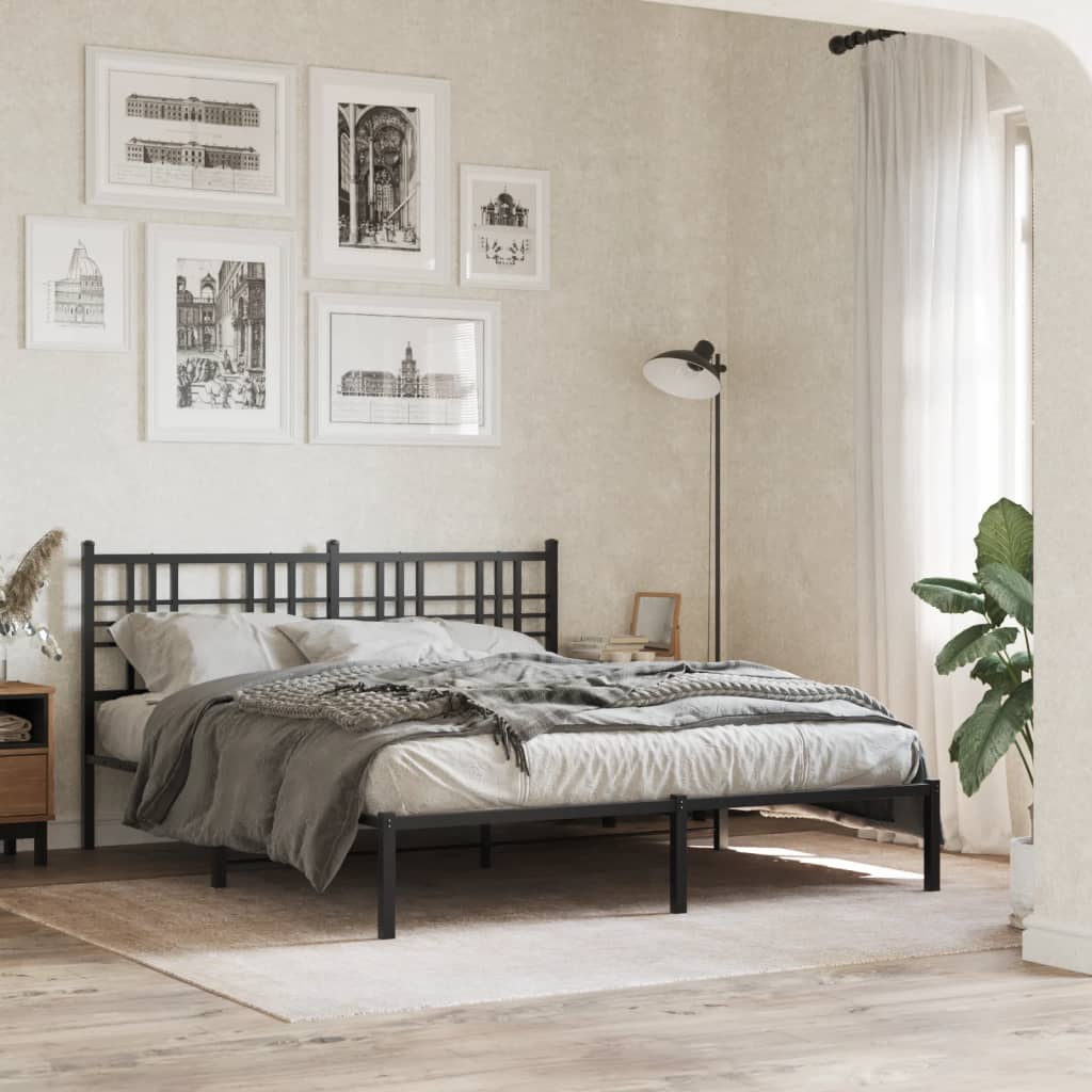 Bettgestell mit Kopf- und Fußteil Metall Schwarz 90x200 cm