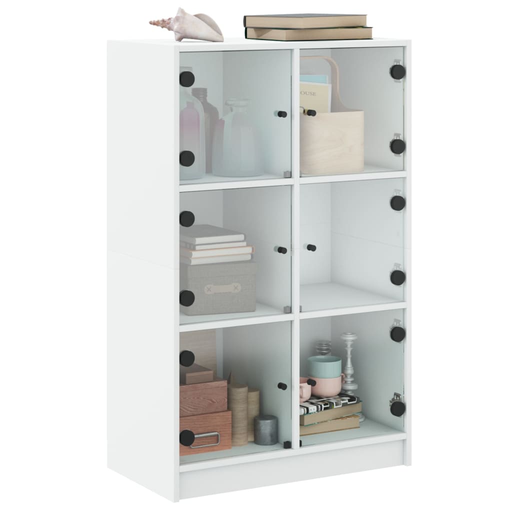 Bücherregal mit Türen Weiß 136x37x109 cm Holzwerkstoff