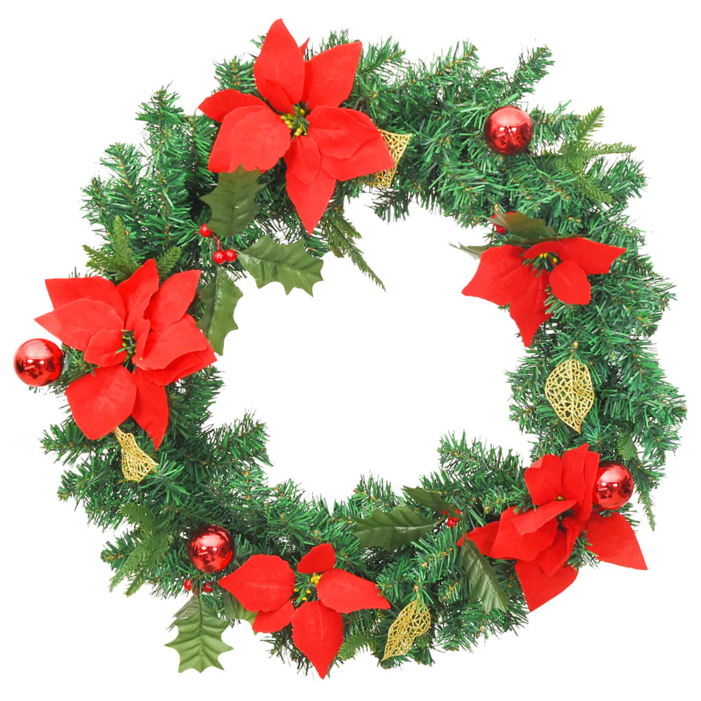 Weihnachtskranz mit LED-Lichtern Grün 60 cm PVC
