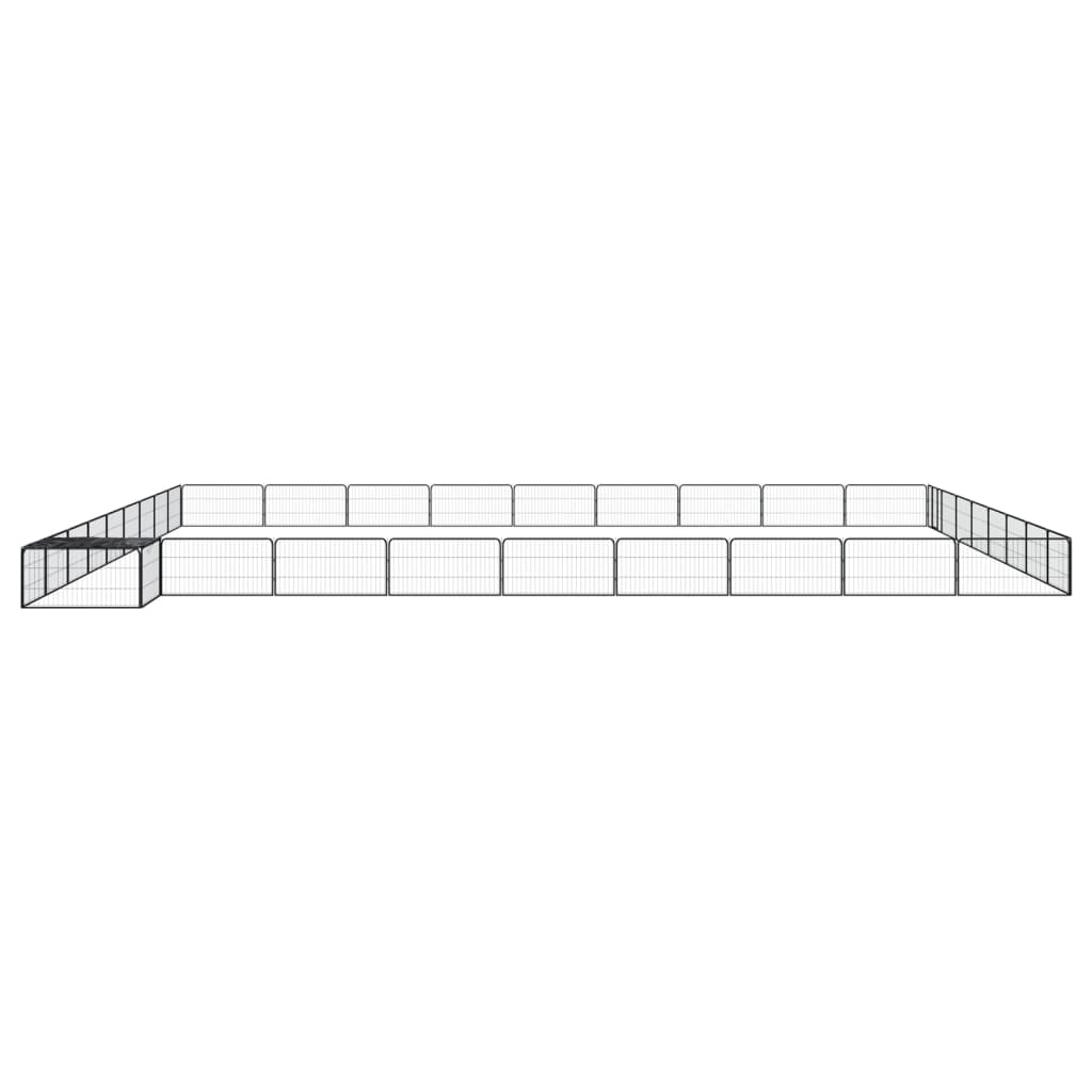 4-tlg. Hundelaufstall Schwarz 100x50cm Stahl Pulverbeschichtung