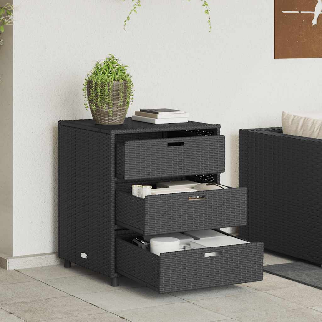 Gartenschrank Schwarz 55x59x80 cm Poly Rattan