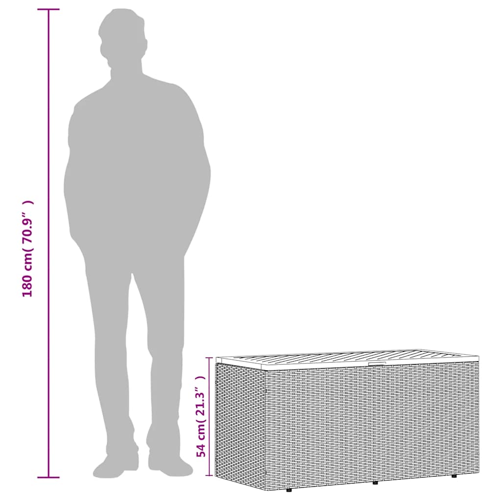 Gartentruhe Schwarz 110x50x54 cm Poly Rattan Akazienholz