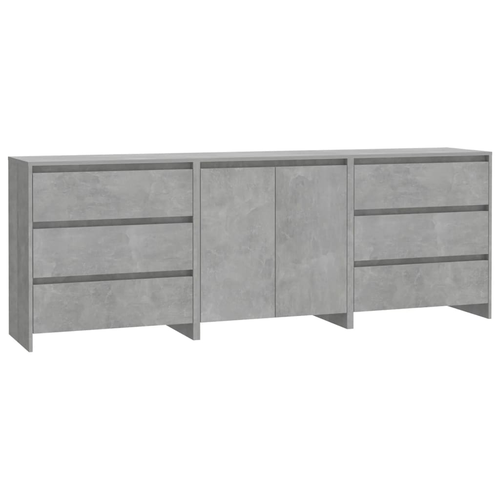 3-tlg. Sideboard Weiß Holzwerkstoff