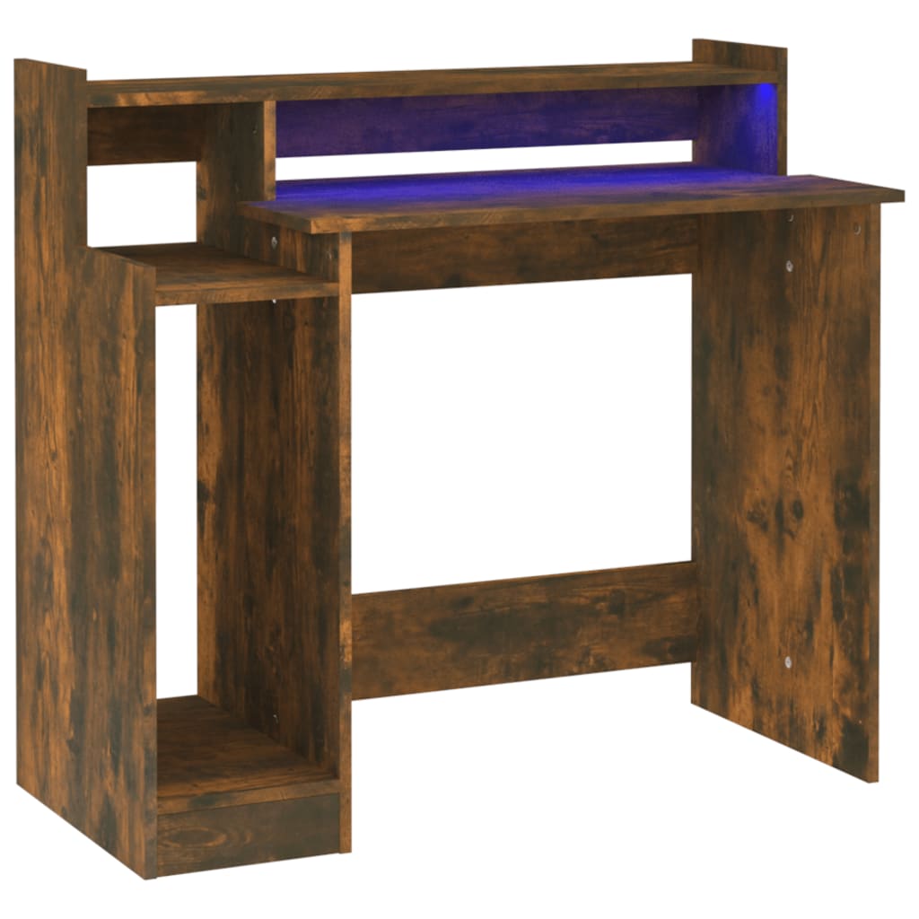 Schreibtisch mit LEDs Weiß 97x45x90 cm Holzwerkstoff