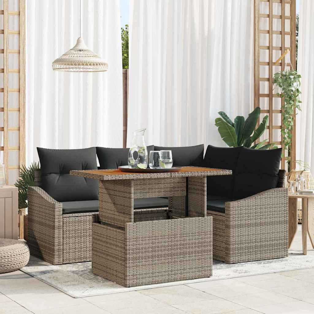 Garten Essgruppe mit Kissen 5 pcs Schwarz und Creme