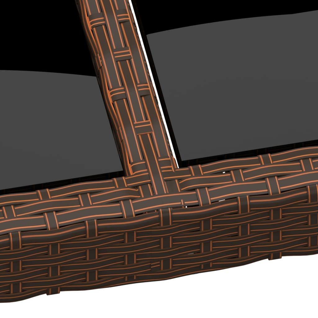 Gartentisch 150x90x75 cm Hartglas und Poly Rattan Schwarz