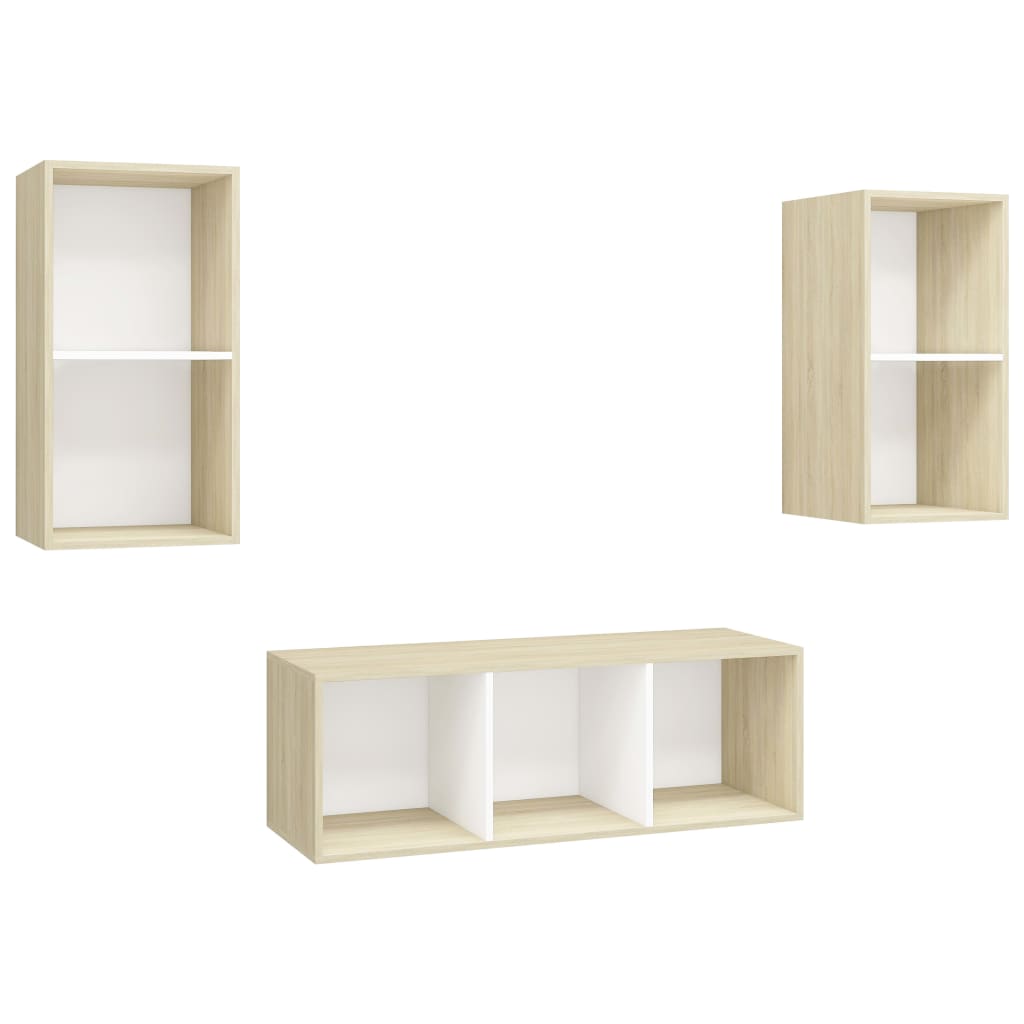 3-tlg. TV-Schrank-Set Weiß Holzwerkstoff