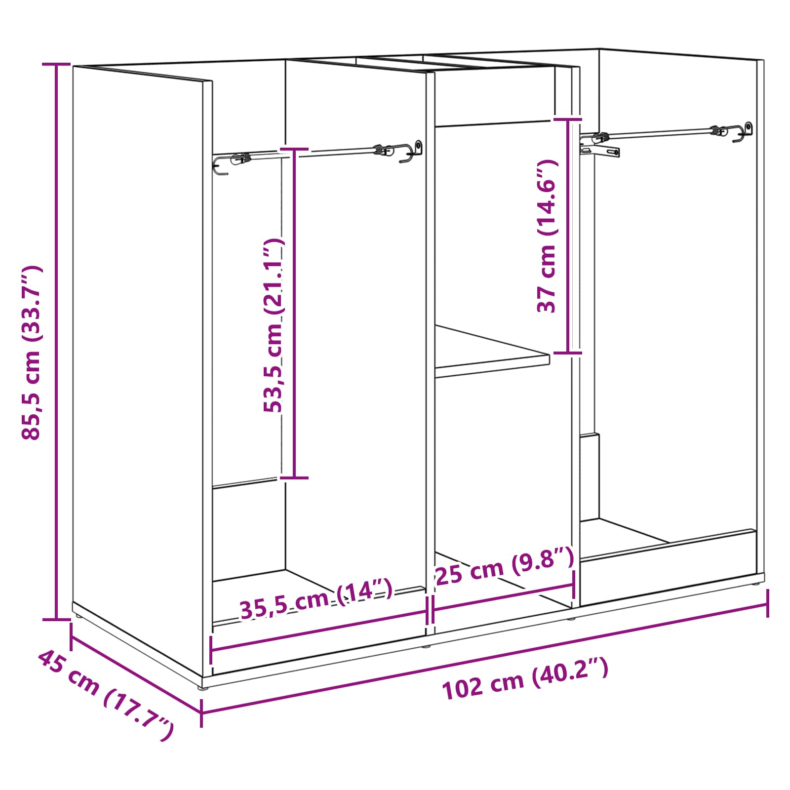 Golf Schrank Mit Rad Uni Weiß 65 x 45 x 98 cm