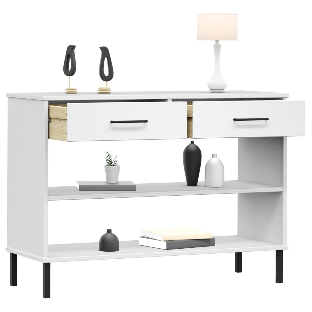 Konsolenschrank OSLO mit Metallbeinen Braun Massivholz Kiefer