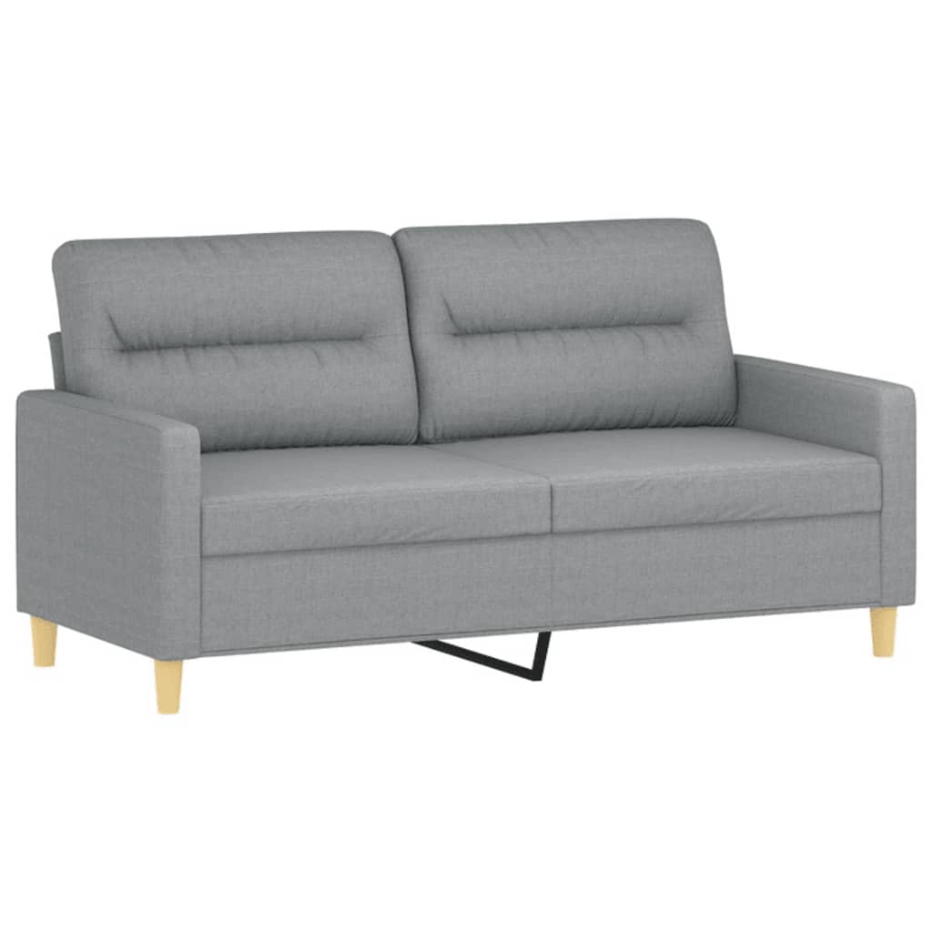 3-tlg. Sofagarnitur mit Kissen Creme Stoff