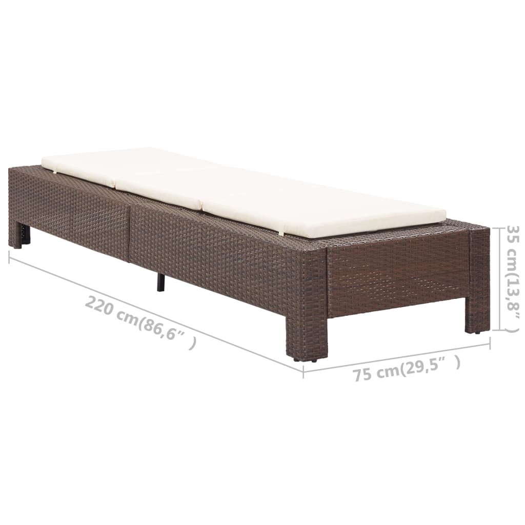 Sonnenliege mit Auflage Grau Poly Rattan