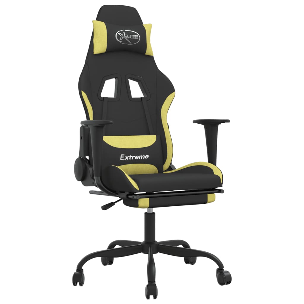 Gaming-Stuhl mit Massagefunktion Schwarz und Creme Stoff