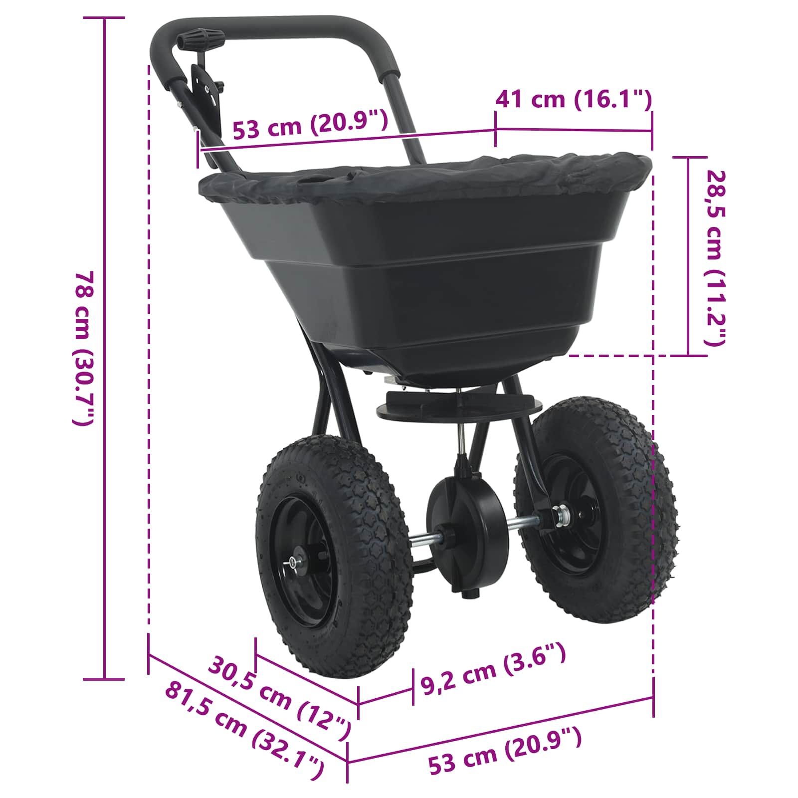 Streuer Schwarz 82 x 46 x 75 cm PVC und Stahl